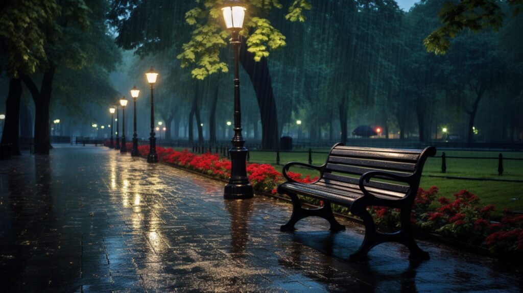 Rainy Park Background Free Photo