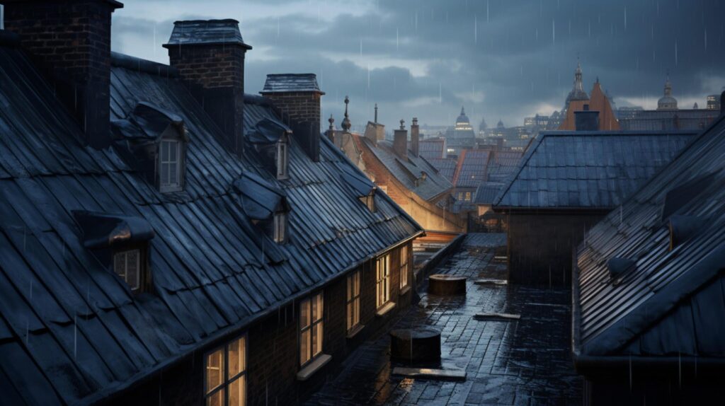 Rainy Rooftops Background Free Photo