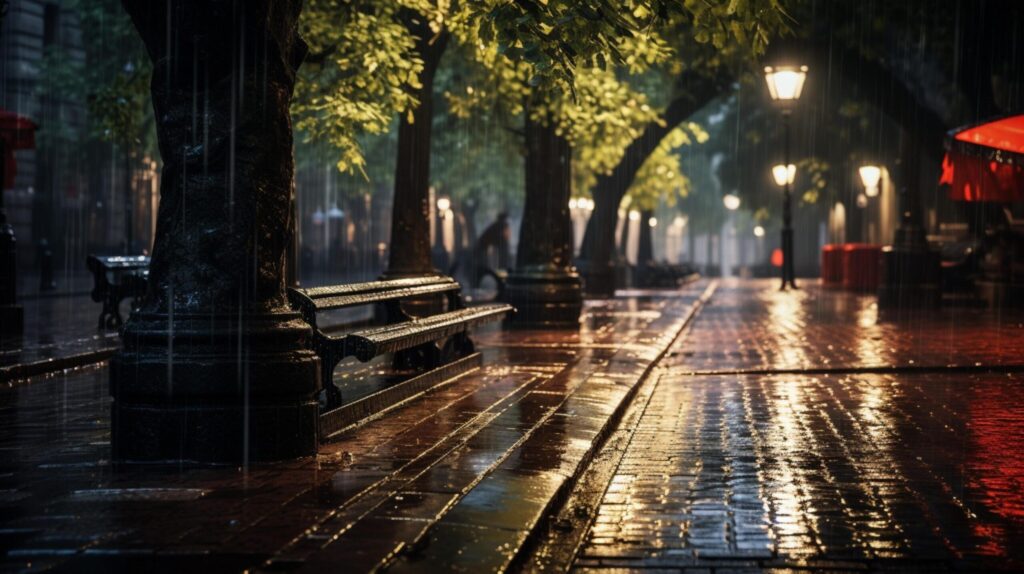 Rainy Sidewalk Background Free Photo