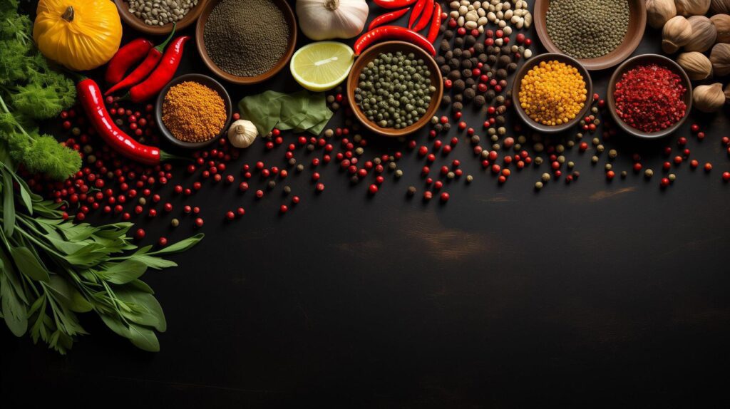 AI generated Rame made of different vegetables and spices with copy space, White Background Stock Free