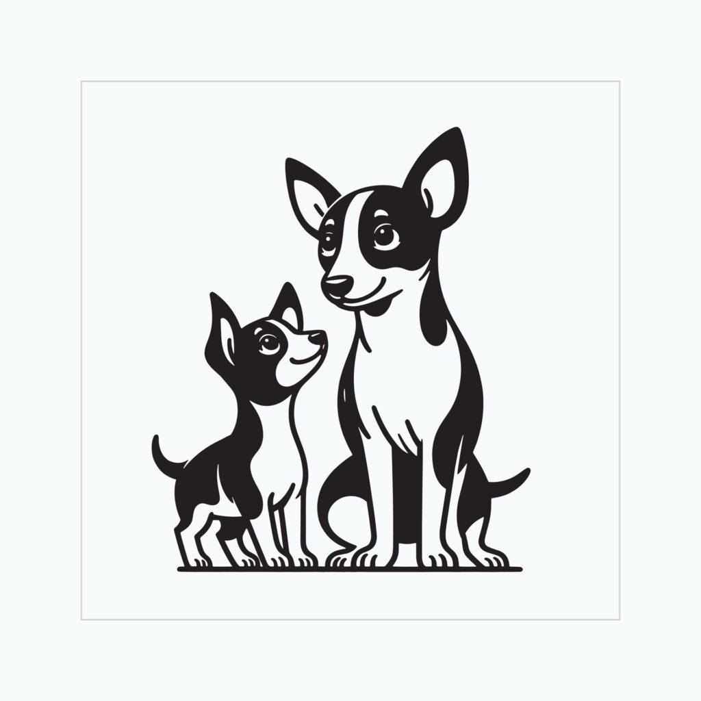 Rat Terrier Dog Family Clipart illustration Vector Free Vector