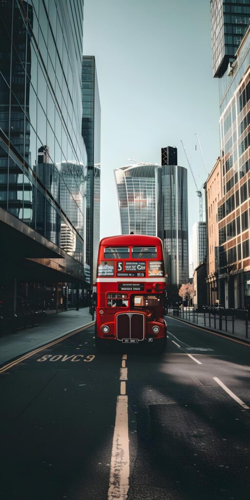 Red Doubledecker Bus On Busy City Street Free Photo