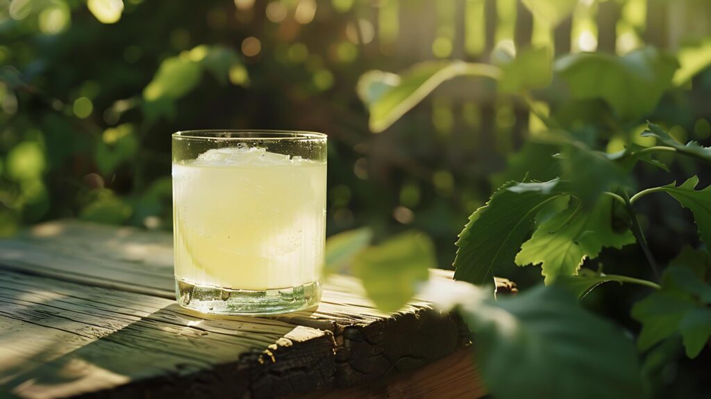 Refreshing Iced Lemonade Macro Shot Emphasizing Condensation Lemon Slice and Dreamy Blurred Background Free Photo