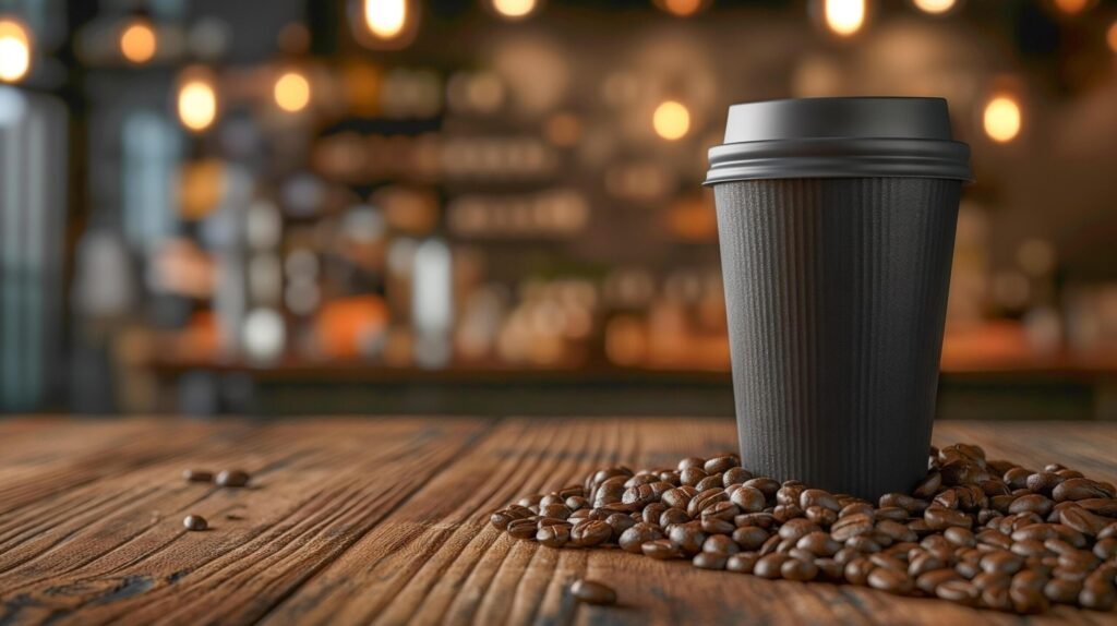 Reusable Coffee Mug on Wooden Table, Copy Space Free Photo