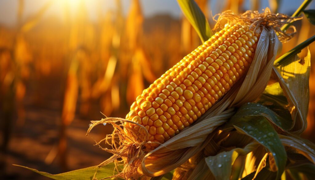 Ripe corn on cob, autumn harvest, nature golden beauty generated by AI Free Photo