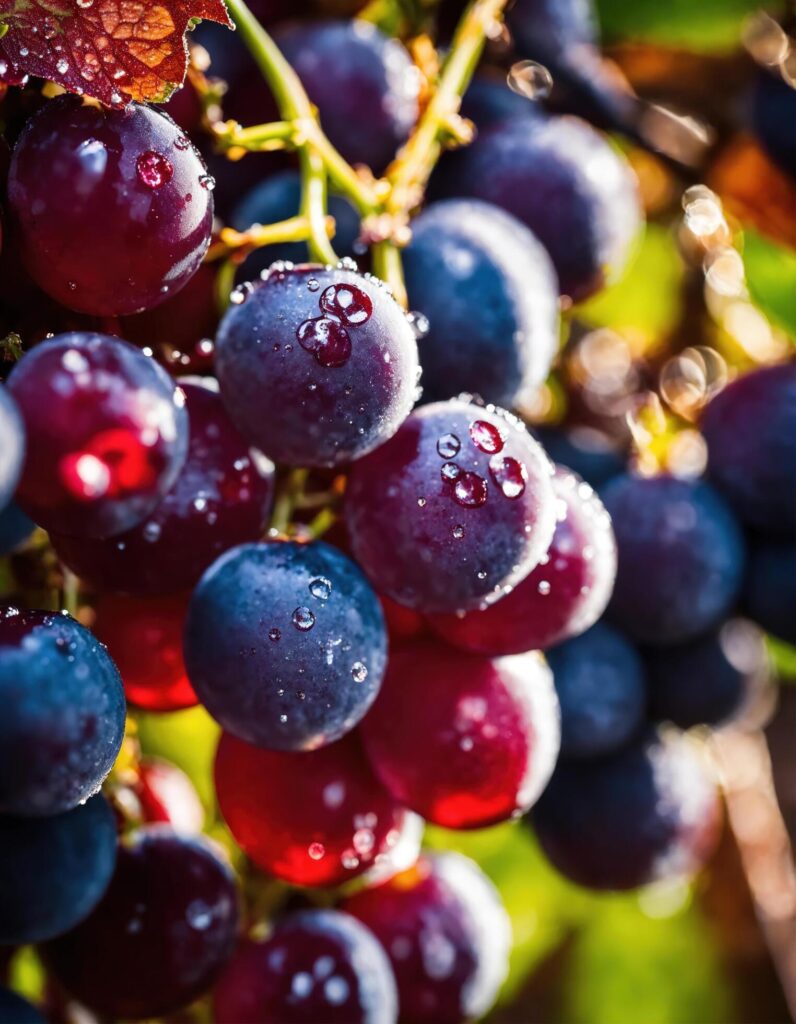 Ripe red grapes on vineyards in autumn harvest. ai generative Free Photo