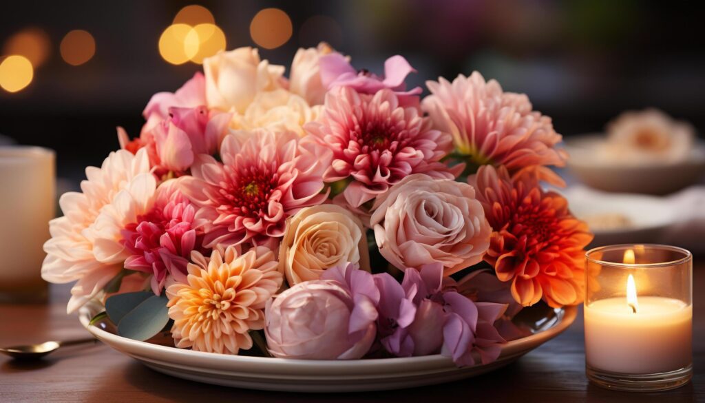 Romance blooms in a luxurious bouquet of pink flowers generated by AI Free Photo