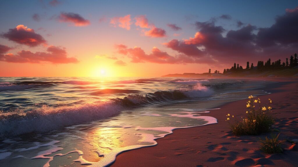 Romantic Seashore Sunrise Background Free Photo