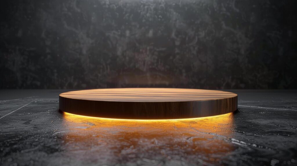 Round Wooden Table With Light Free Photo