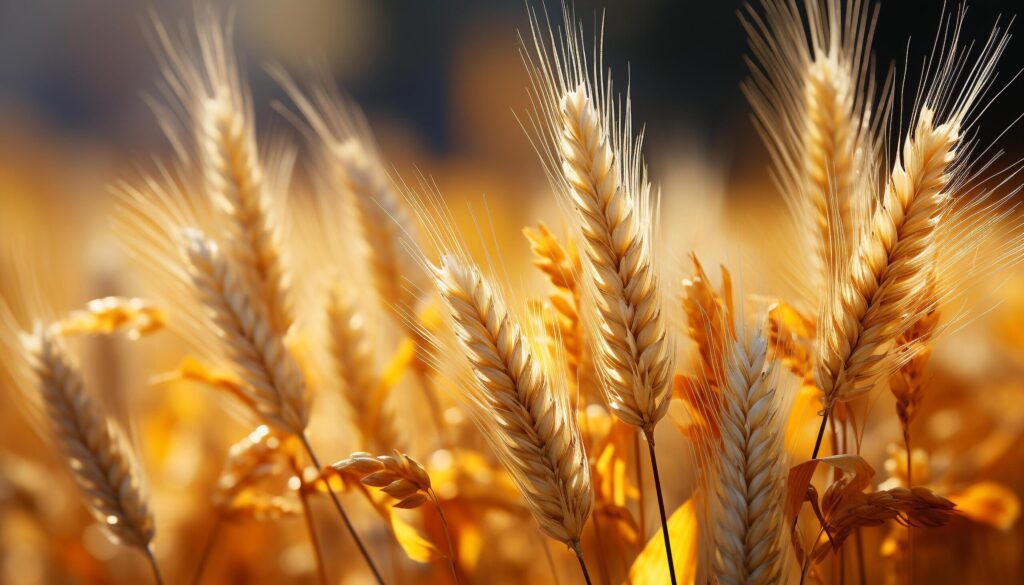 Rural scene golden wheat, ripe barley, organic harvest generated by AI Free Photo