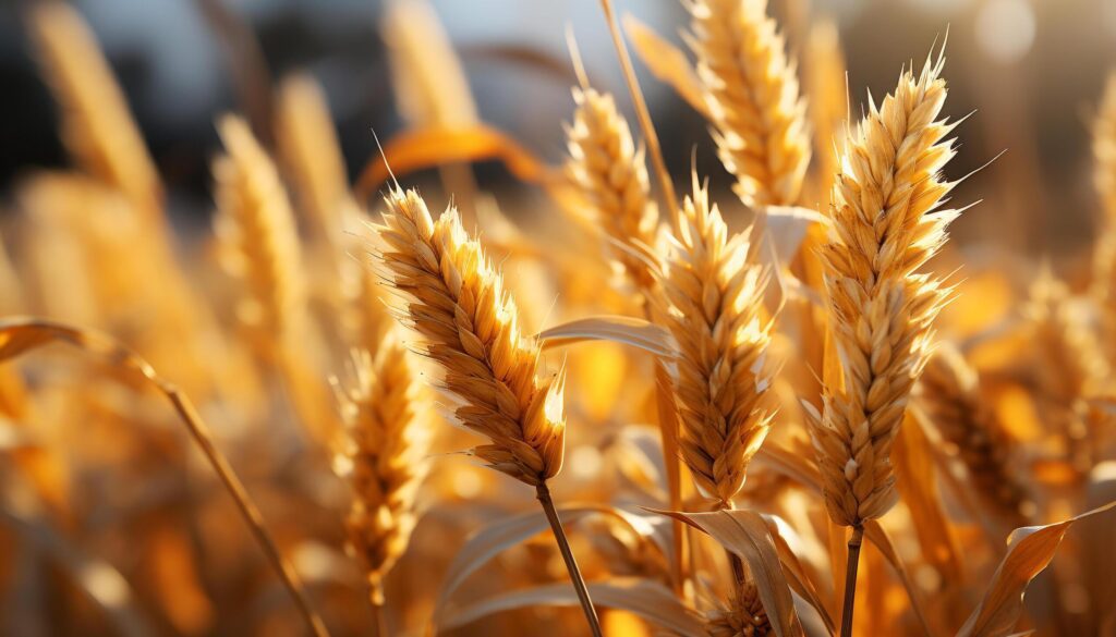 Rural scene yellow wheat fields, ripe barley, vibrant nature generated by AI Free Photo