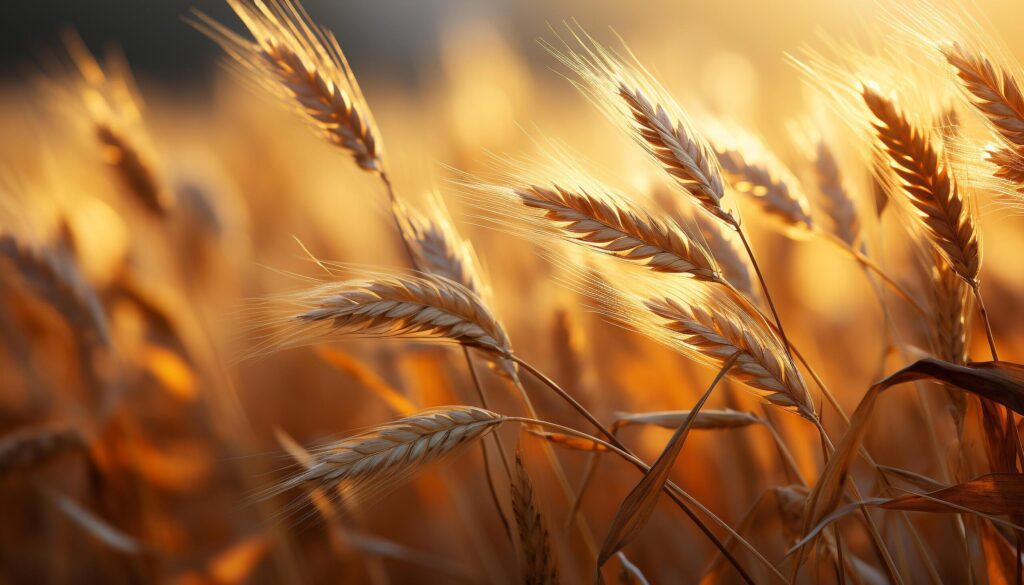 Rural scene, yellow wheat growth in summer meadow generated by AI Free Photo