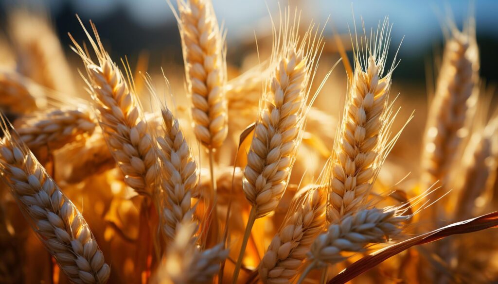 Rural scene yellow wheat growth, ripe harvest, organic food generated by AI Free Photo