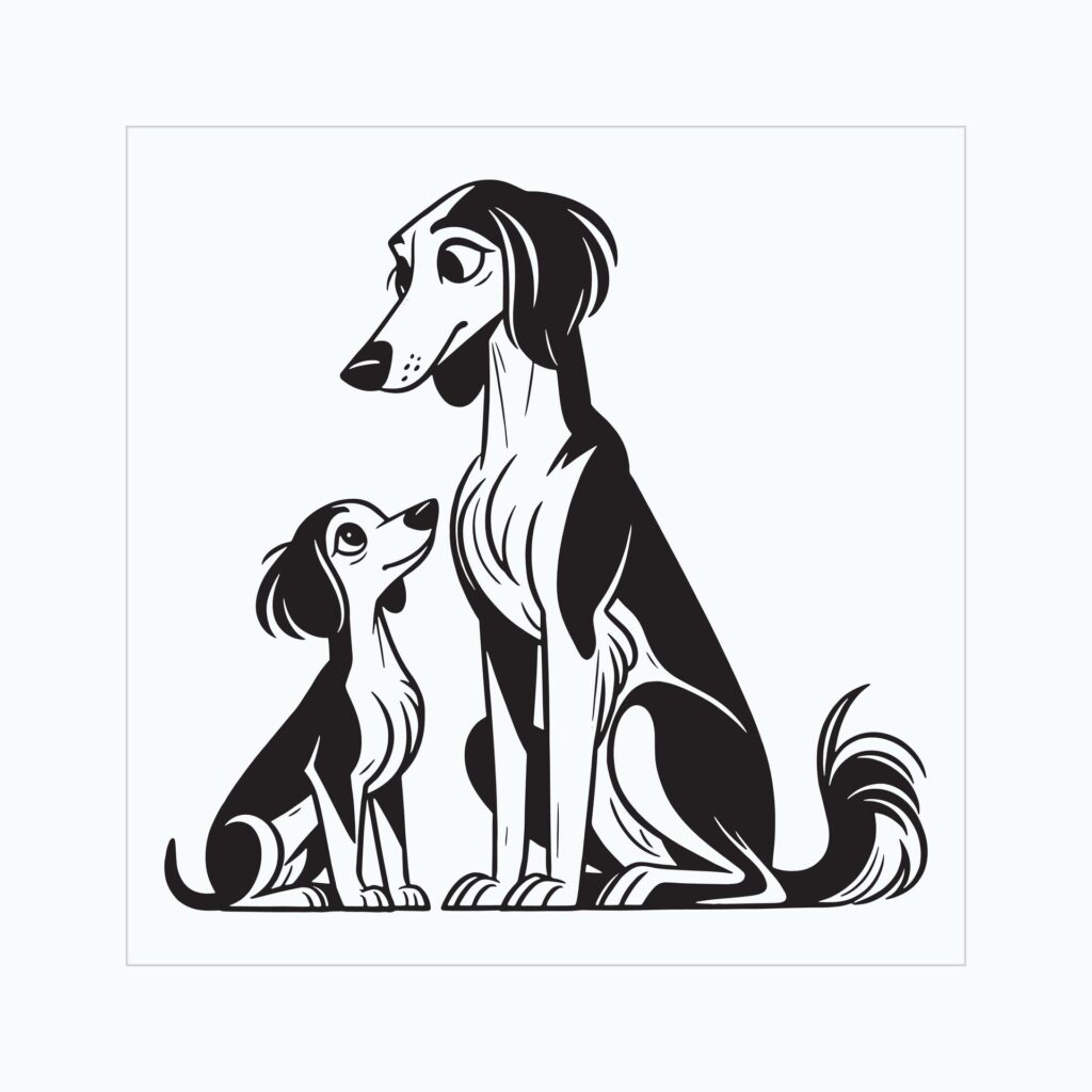 Saluki Dog Family Clipart illustration Vector Free Vector