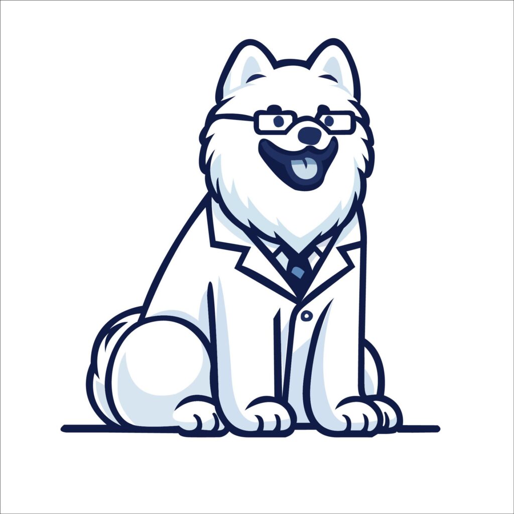 Samoyed Dog Doctor sitting and looking up illustration Free Vector