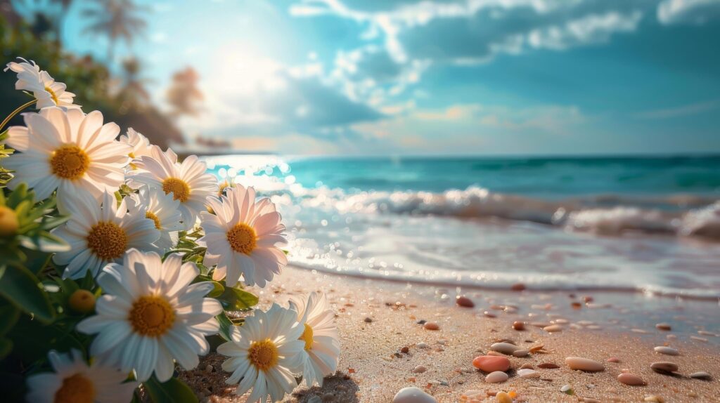 Seashells and Starfish on Sandy Beach Free Photo