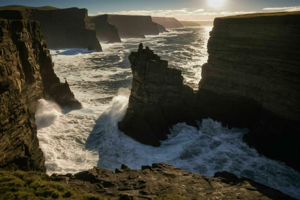 Seashore Cliffs at Sunrise Free Photo