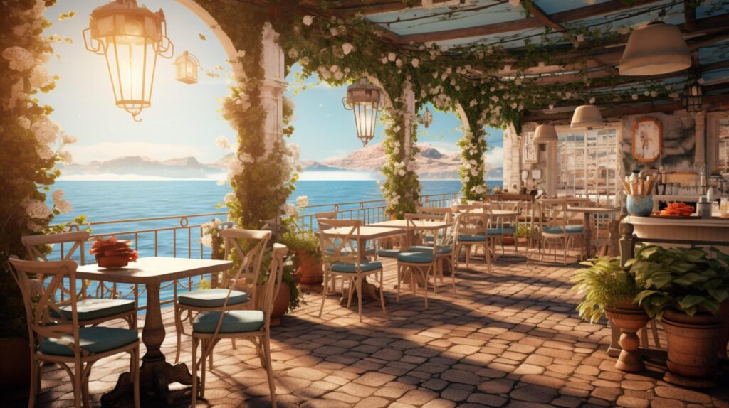 Seaside Cafe Background Free Photo