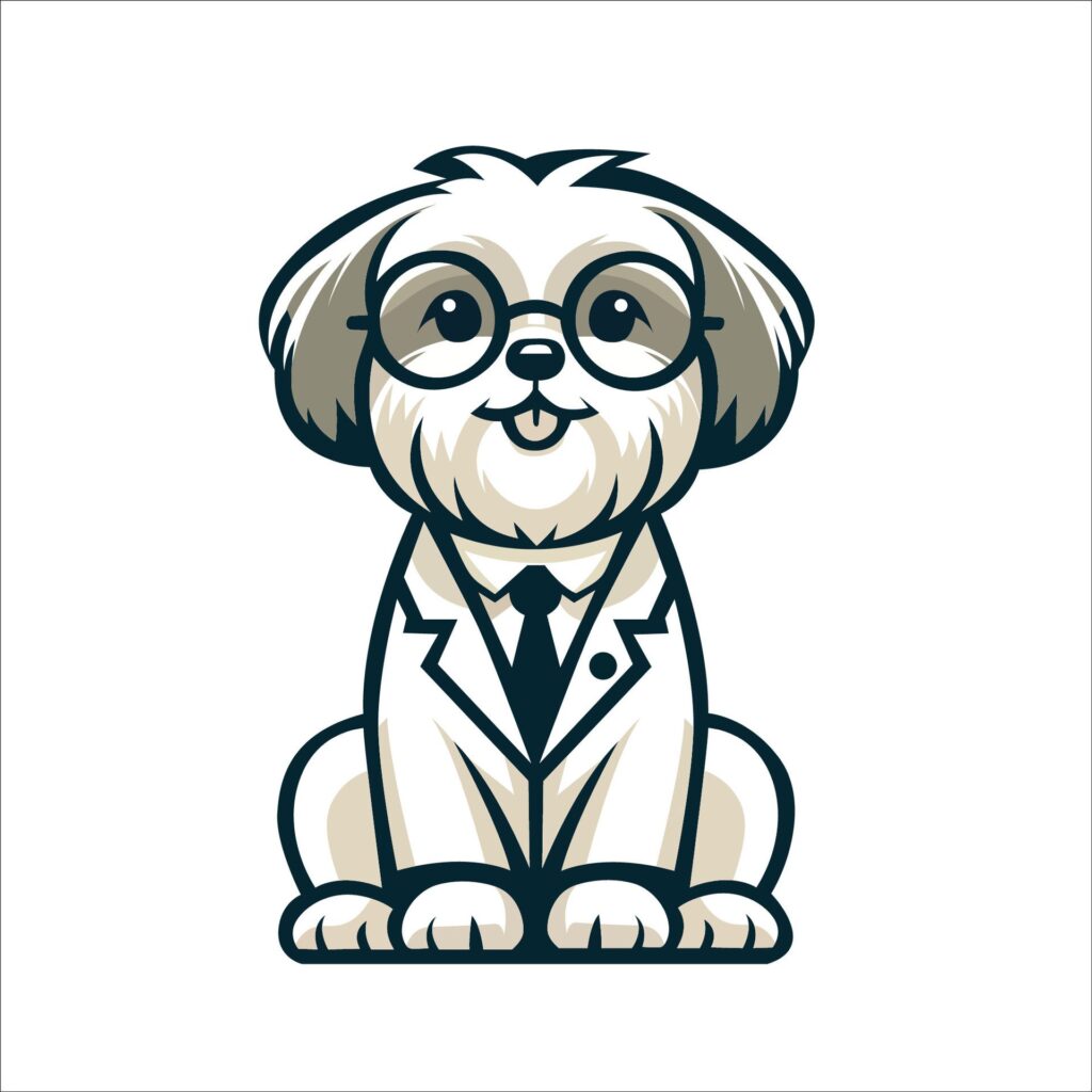 Shih Tzu Dog Doctor sitting and looking up illustration Free Vector