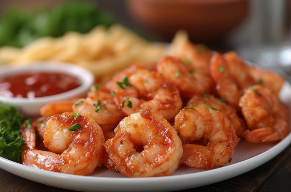 shrimp on a plate fast food Free Photo