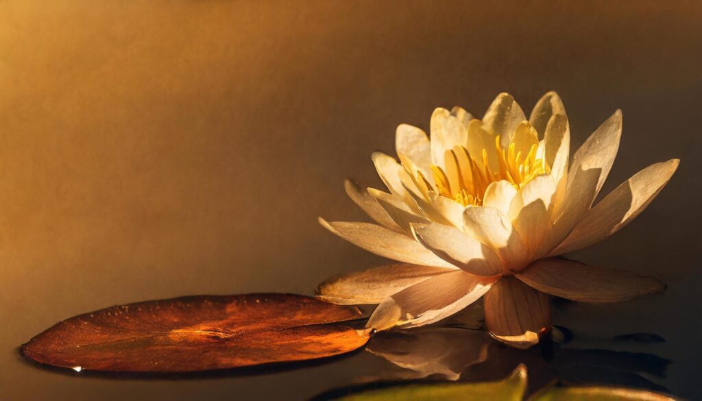 single water lily in warm color with copy space Free Photo