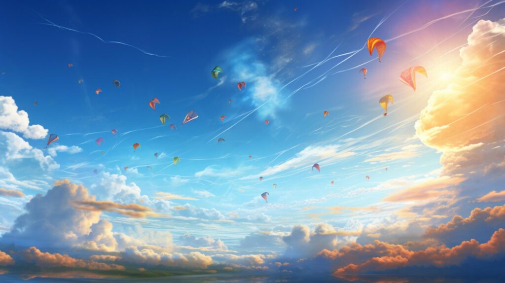 Sky with Kites Background Free Photo