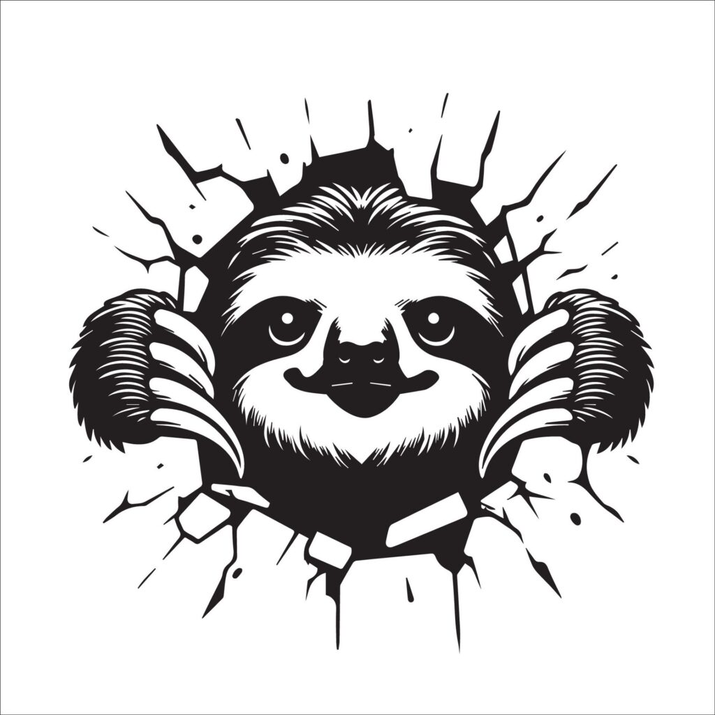 Sloth-looking breaks through a breakthrough wall Vector Free Vector