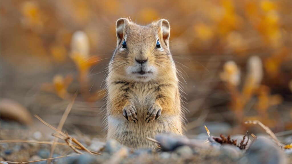 Small Rodent Standing on Hind Legs on Rock Free Photo