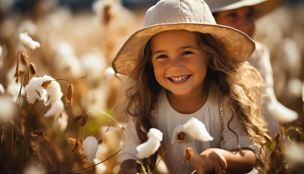 Smiling child enjoys nature, playful and carefree in meadow generated by AI Free Photo