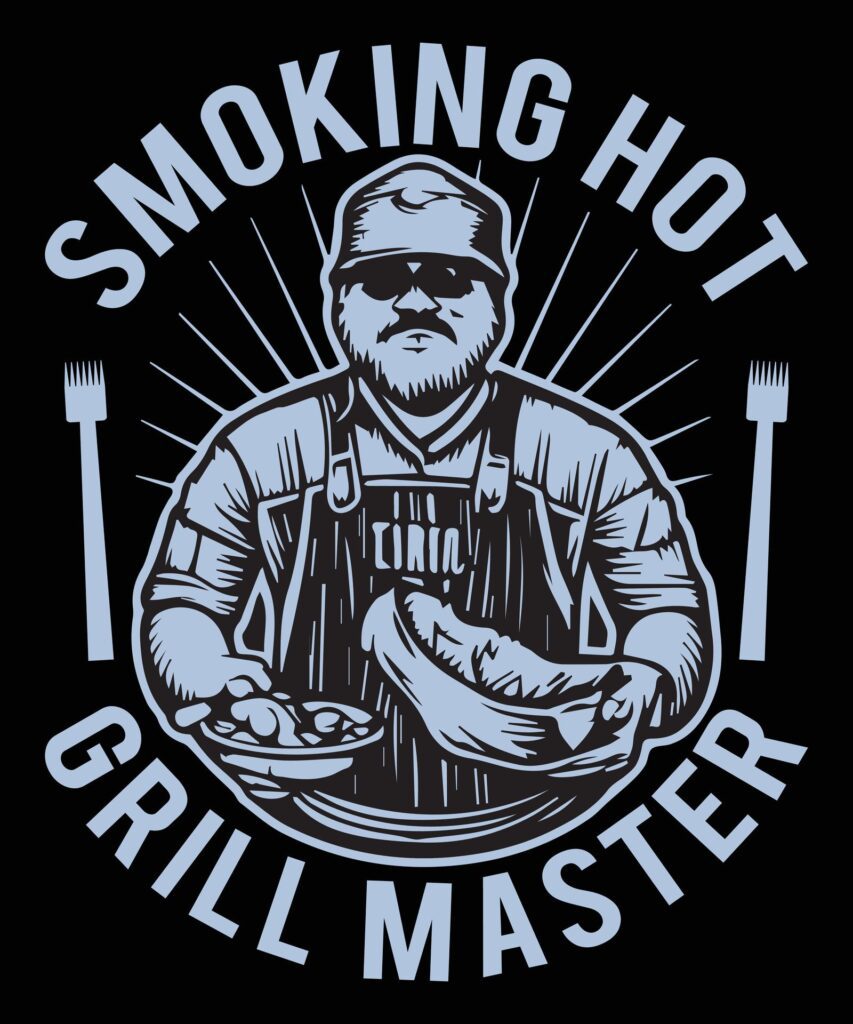 Smoking Hot Grill Master BBQ T-Shirt Design Free Vector