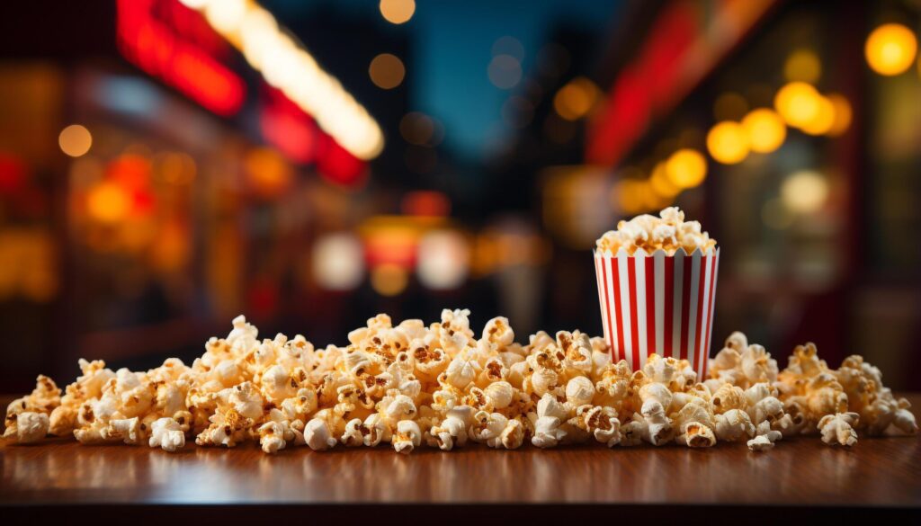 Snack on gourmet refreshments, enjoy movie theater fun generated by AI Free Photo