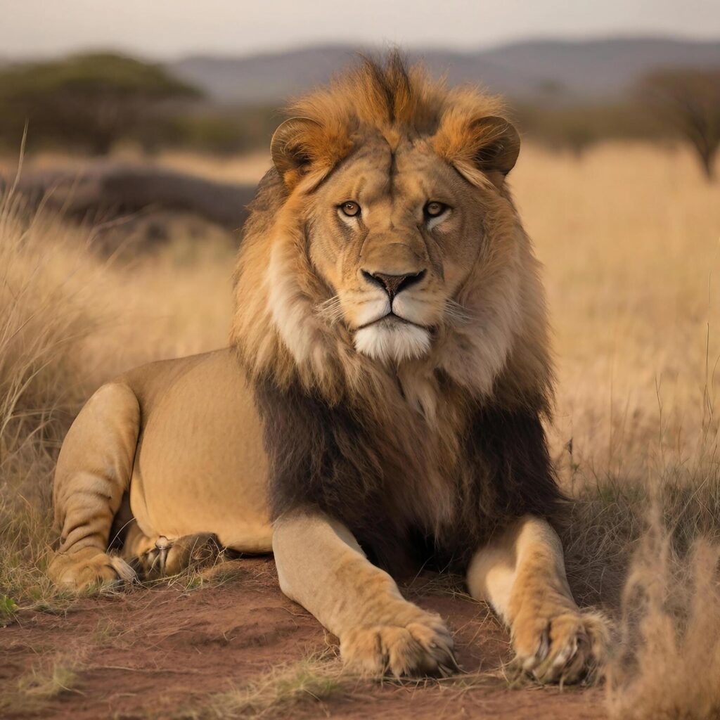 South African lion as the King of Savannah Ai generated Free Photo