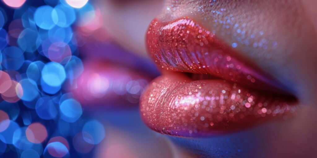 Sparkling Glitter Lips Close Up Free Photo