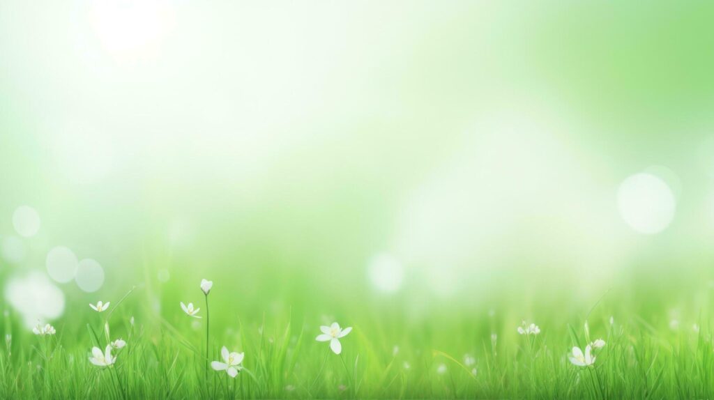 AI generated spring green meadow against blue sky background Stock Free