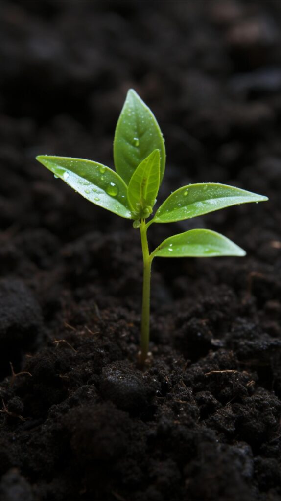 Sprouting life Top down view of an avocado plant growing Vertical Mobile Wallpaper Free Photo