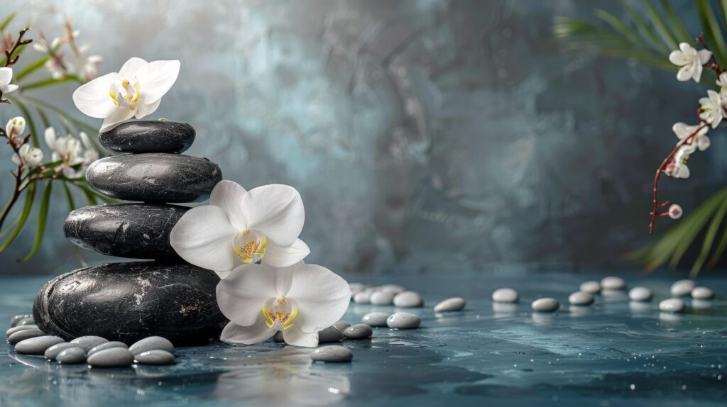 Stack of Towels and Flowers on Table Free Photo