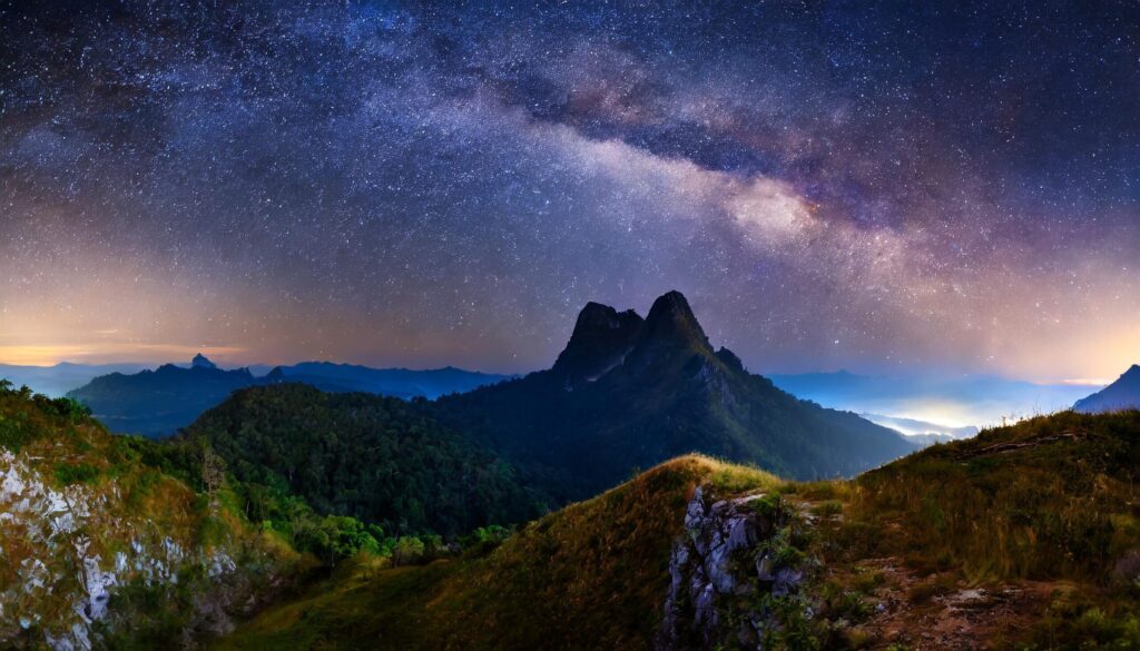 Starry night nature landscape Free Photo