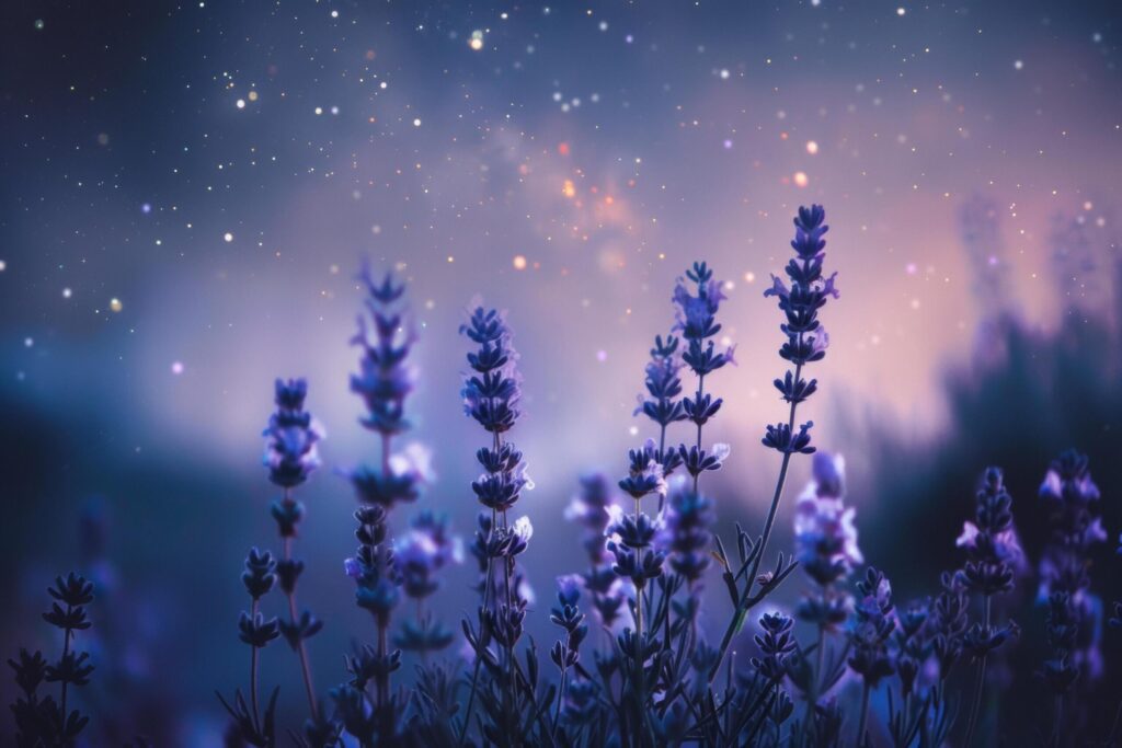 Starry Night Over Lavender Field Free Photo