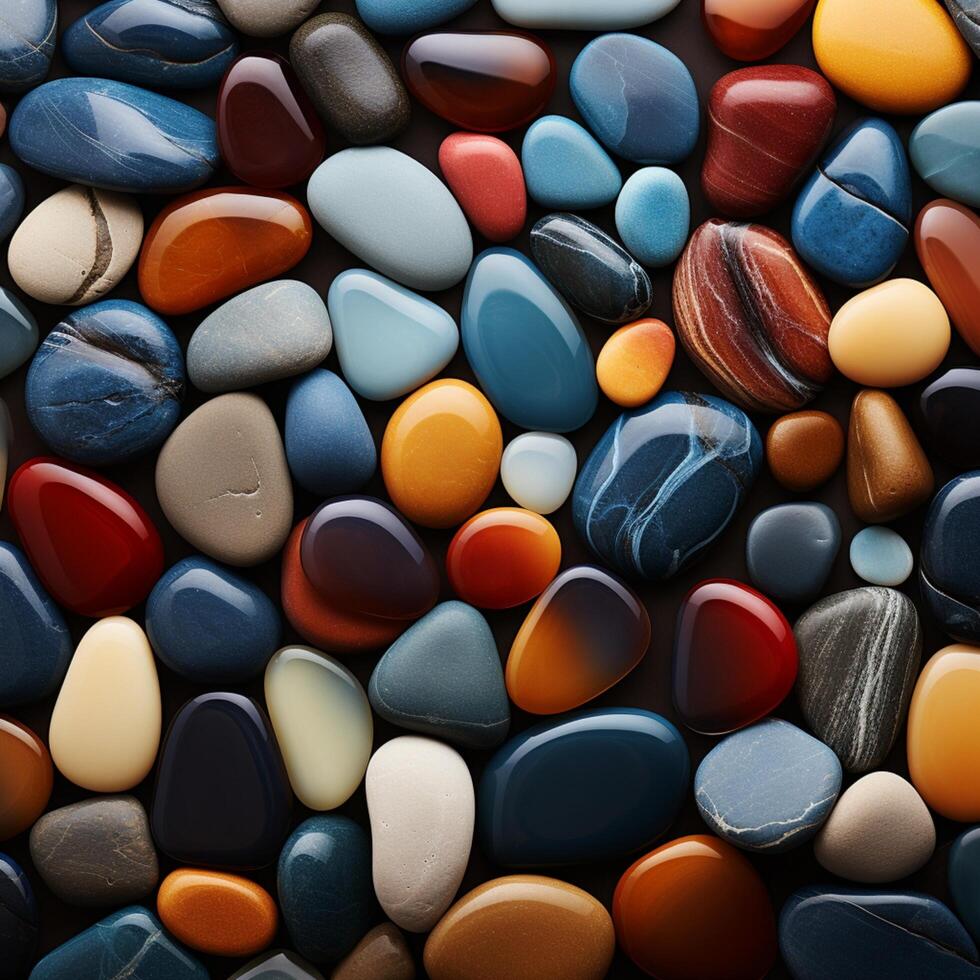 AI generated Stone symphony Colored stones on the beach create a vibrant background For Social Media Post Size Stock Free