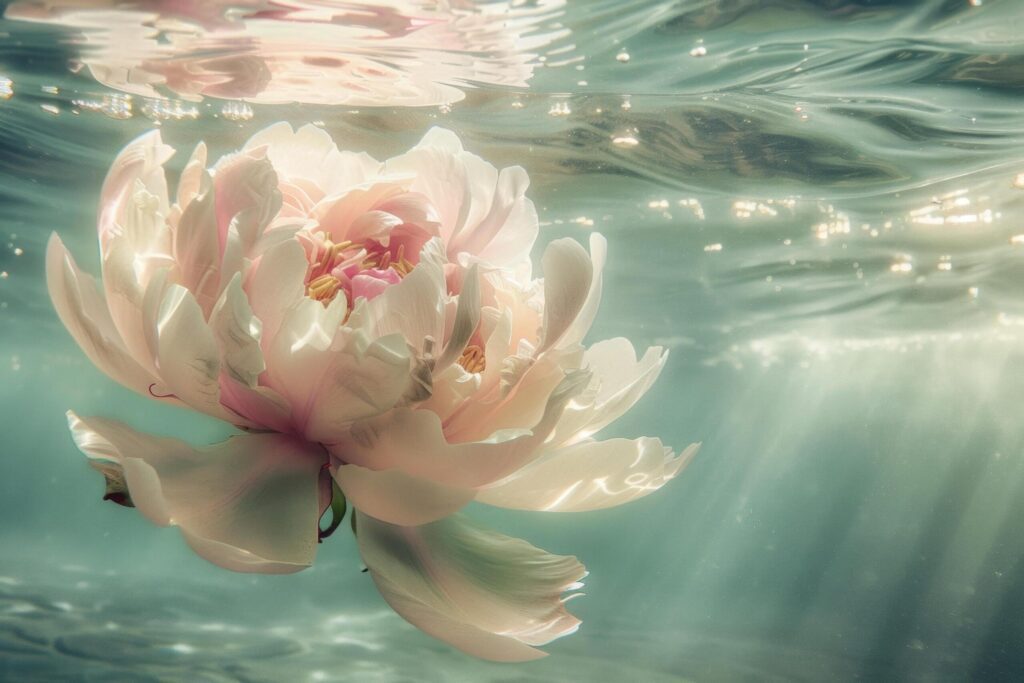 Submerged Lotus Flower in Ethereal Light Free Photo