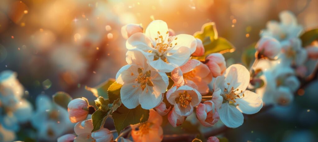 Sun Shining Through Flowering Tree Leaves Free Photo