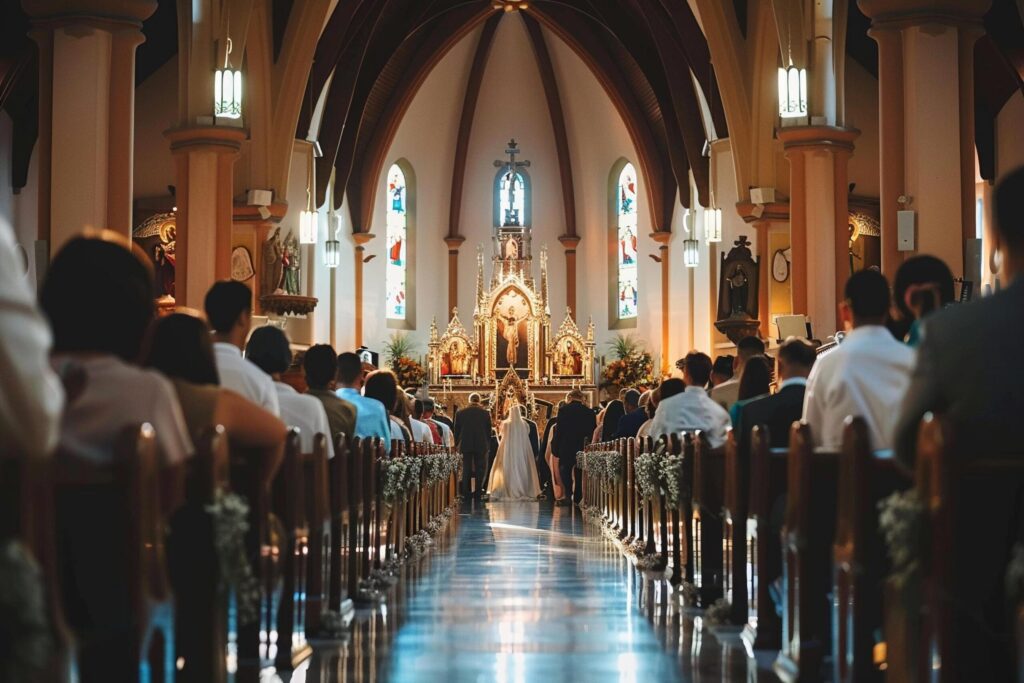 Sunlight Streaming Through Church During Service with . Free Photo