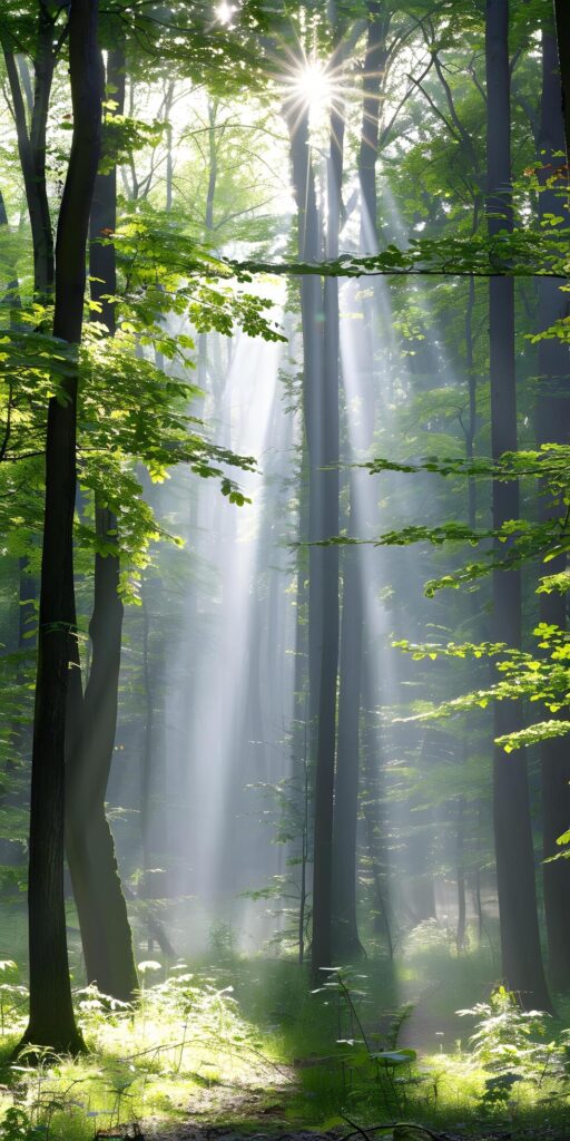 Sunlight Through Lush Green Canopy Free Photo