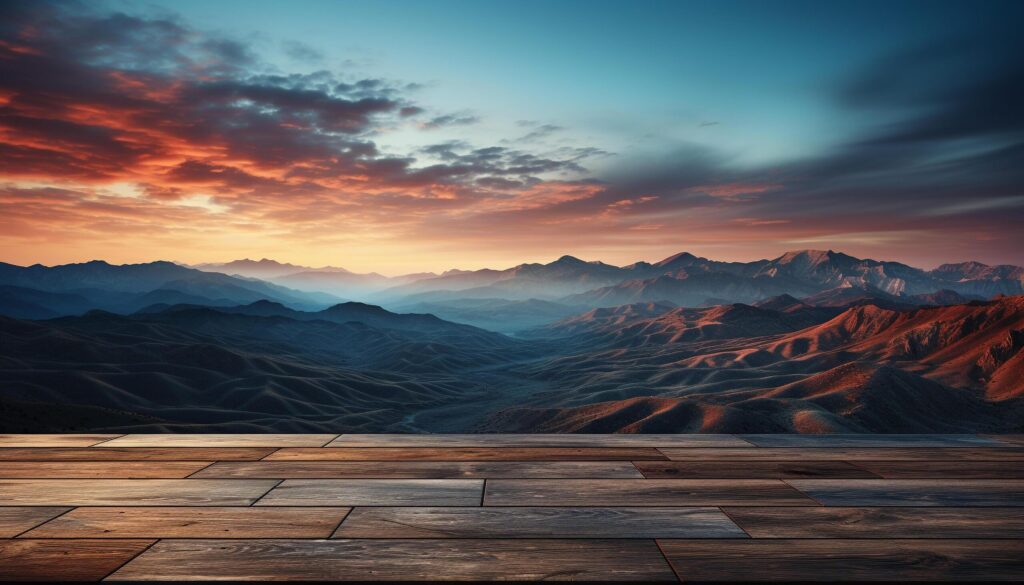 Sunset over mountain range creates breathtaking landscape in nature generated by AI Free Photo