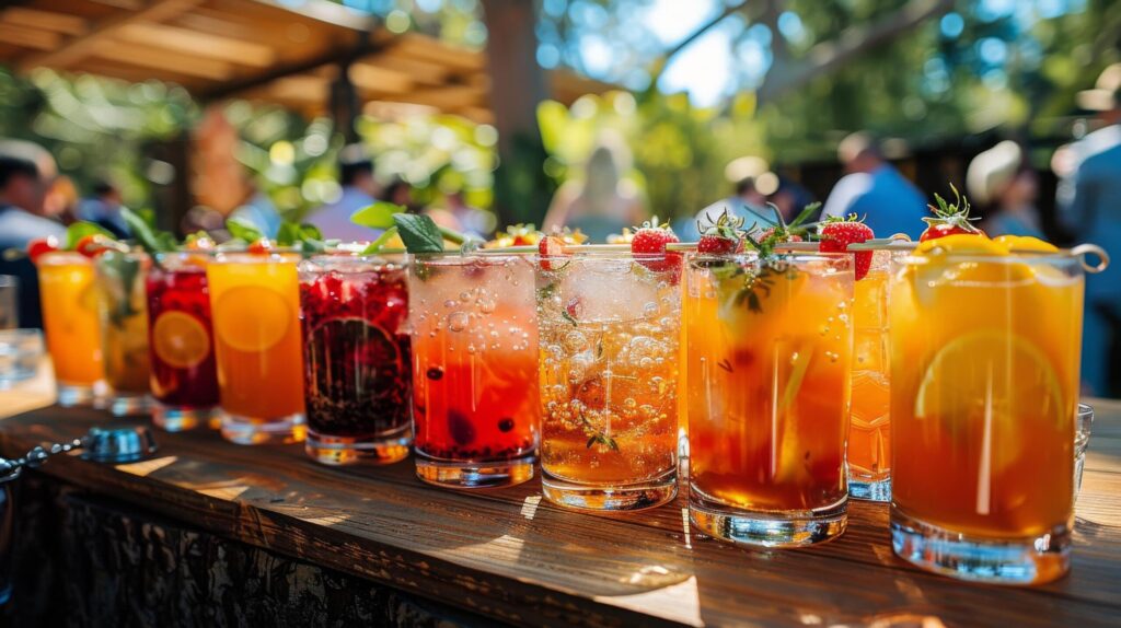 Table Laden With Various Drinks Free Photo