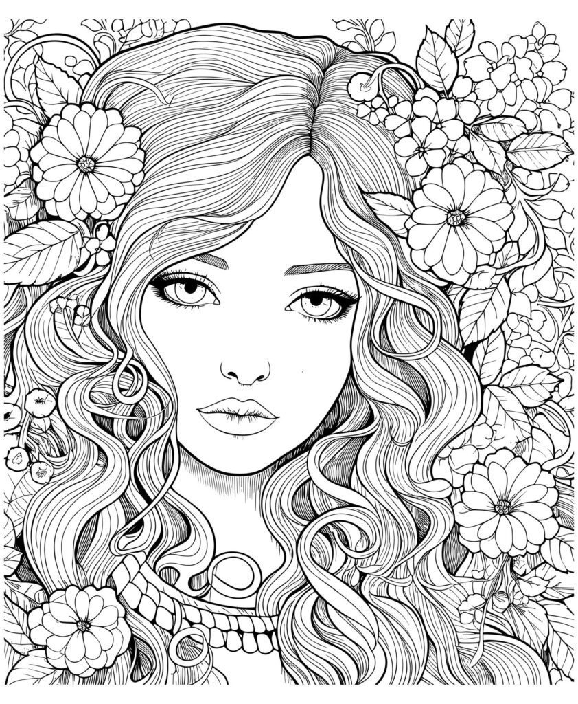 Teen Coloring Page For Girls With All Ages Free Vector