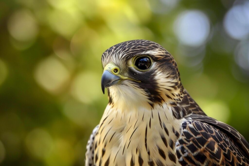 The falcon has brown feathers with white streaks creating an intricate pattern Ai generated Free Photo