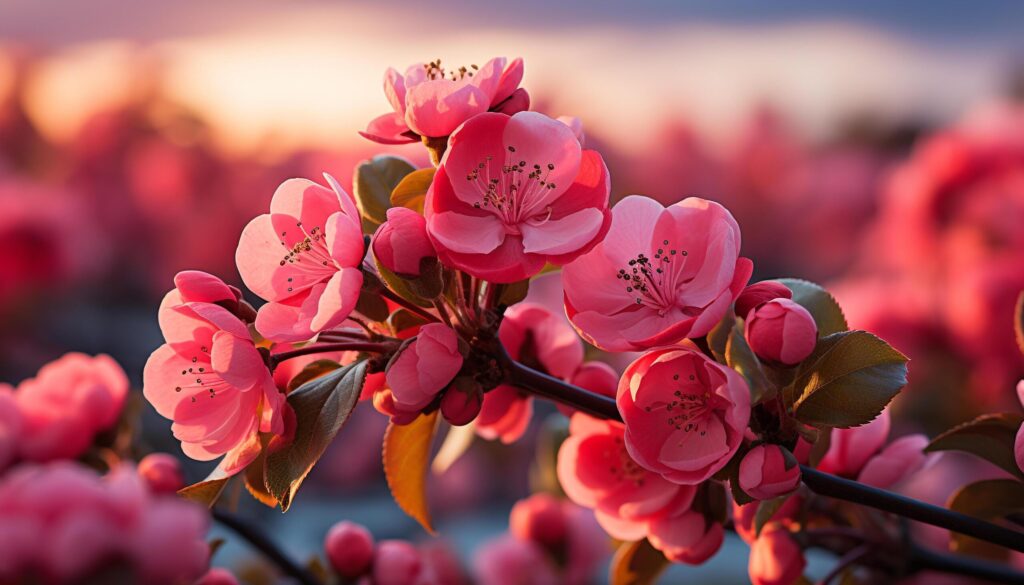 The pink flower blossoms, vibrant and full of freshness generated by AI Free Photo