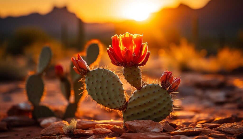 The vibrant sunset paints nature beauty on yellow flowers generated by AI Free Photo