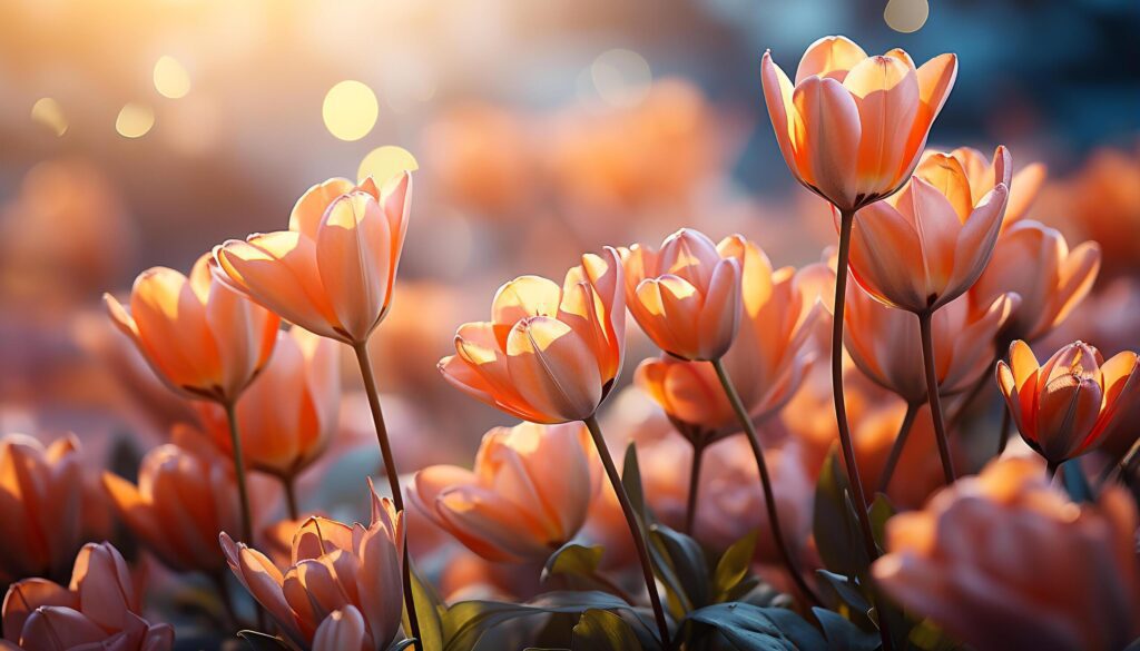 The vibrant tulip blossom brings beauty to nature meadow generated by AI Free Photo